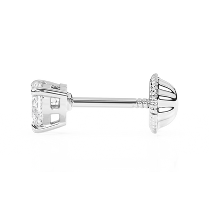 Petite Heart, Clear Heart CZ, Stud Earrings - Solid 14K White Gold, Screw Back, for Babies & Children