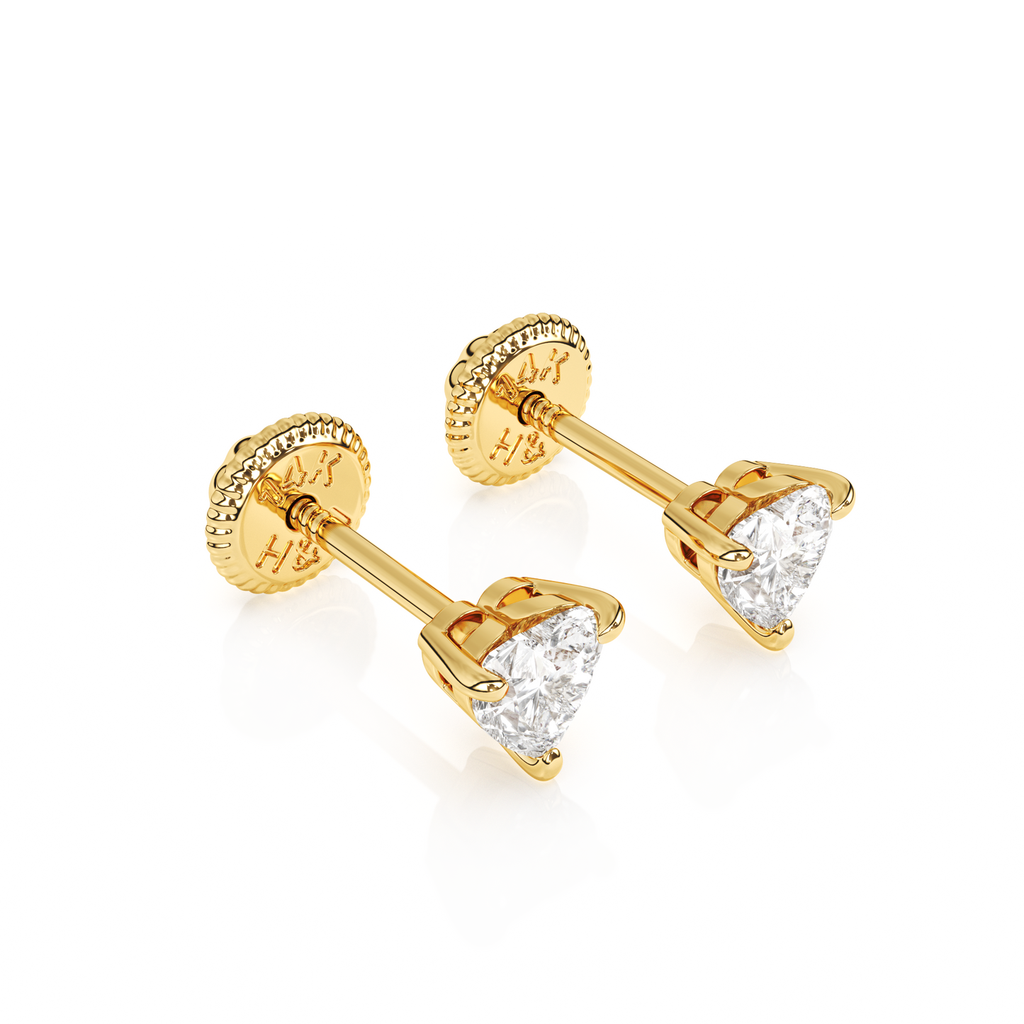 Petite Heart, Clear Heart CZ, Stud Earrings - Solid 14K Gold, Screw Back, for Babies & Children