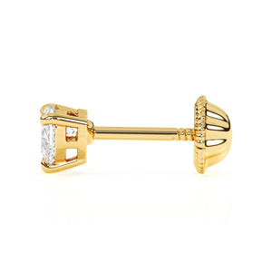 Petite Heart, Clear Heart CZ, Stud Earrings - Solid 14K Gold, Screw Back, for Babies & Children