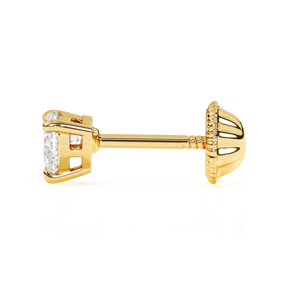 Petite Heart, Clear Heart CZ, Stud Earrings - Solid 14K Gold, Screw Back, for Babies & Children