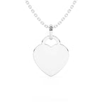 Sterling silver heart-shaped pendant with a rose and teddy bear charm on a white background.