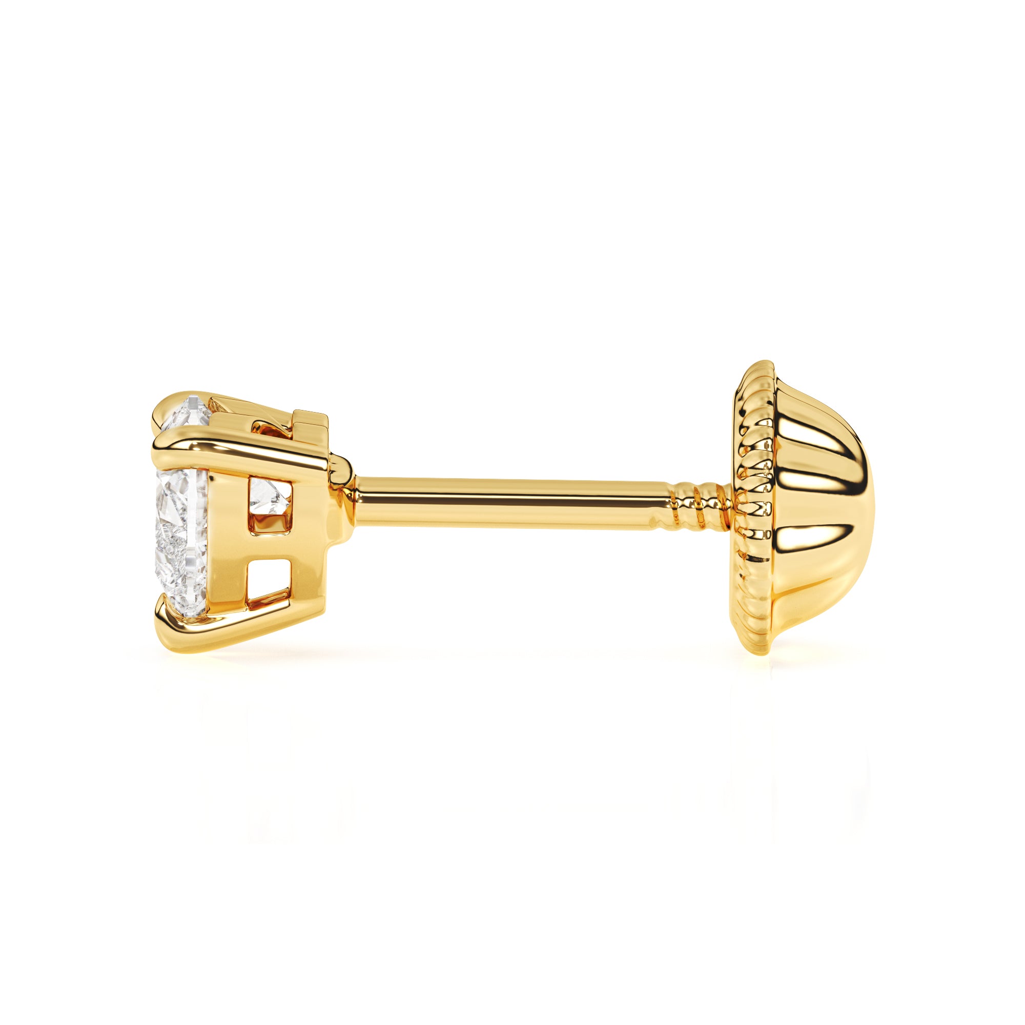 Pendientes de botón con forma de corazón pequeño y circonita cúbica transparente, de oro macizo de 14 quilates, con cierre de rosca, para bebés y niños.