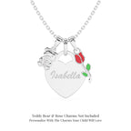 Sterling silver heart-shaped pendant on a necklace chain against a white background.