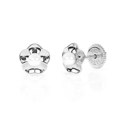 Ruffled Petals and Pearls, AAA-Pearl Stud Earrings5