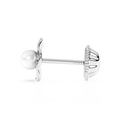 Ruffled Petals and Pearls, AAA-Pearl Stud Earrings6