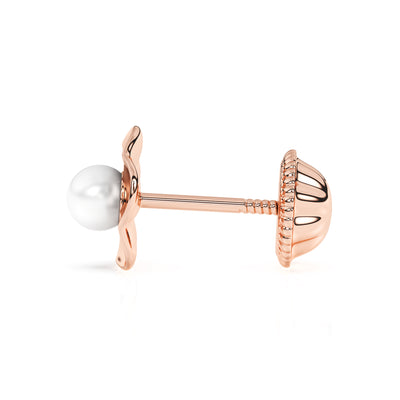 Ruffled Petals and Pearls, AAA-Pearl Stud Earrings6