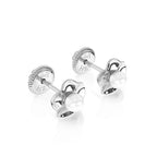 Pendientes de perlas AAA con pétalos y volantes - Oro blanco macizo de 14 quilates, cierre de rosca, para bebés y niños