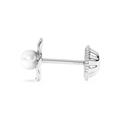 Ruffled Petals and Pearls, AAA-Pearl Stud Earrings6