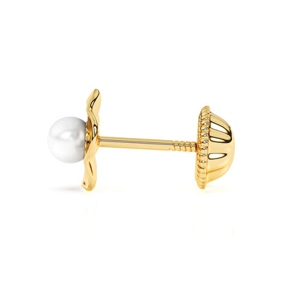 Ruffled Petals and Pearls, AAA-Pearl Stud Earrings6