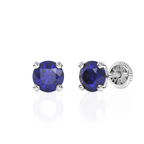 September Birthstone, 4mm Swarovski Crystal Stud Earrings - Solid 14K White Gold, Screw Back, for Babies & Children