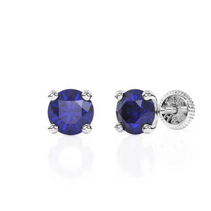 September Birthstone, 4mm Swarovski Crystal Stud Earrings - Solid 14K White Gold, Screw Back, for Babies & Children