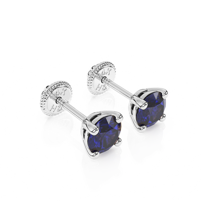 September Birthstone, 4mm Swarovski Crystal Stud Earrings - Solid 14K White Gold, Screw Back, for Babies & Children