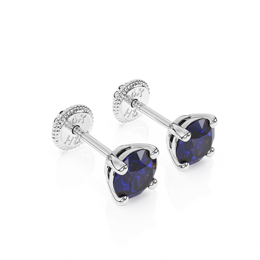 September Birthstone, 4mm Swarovski Crystal Stud Earrings - Solid 14K White Gold, Screw Back, for Babies & Children