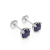 September Birthstone, 4mm Swarovski Crystal Stud Earrings - Solid 14K White Gold, Screw Back, for Babies & Children
