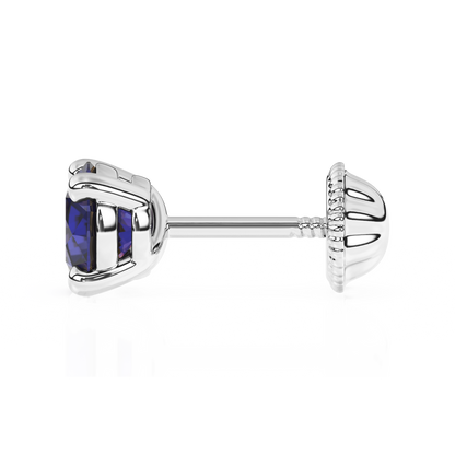 September Birthstone, 4mm Swarovski Crystal Stud Earrings - Solid 14K White Gold, Screw Back, for Babies & Children