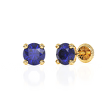 September Birthstone, 4mm Swarovski Crystal Stud Earrings - Solid 14K Gold, Screw Back, for Babies & Children