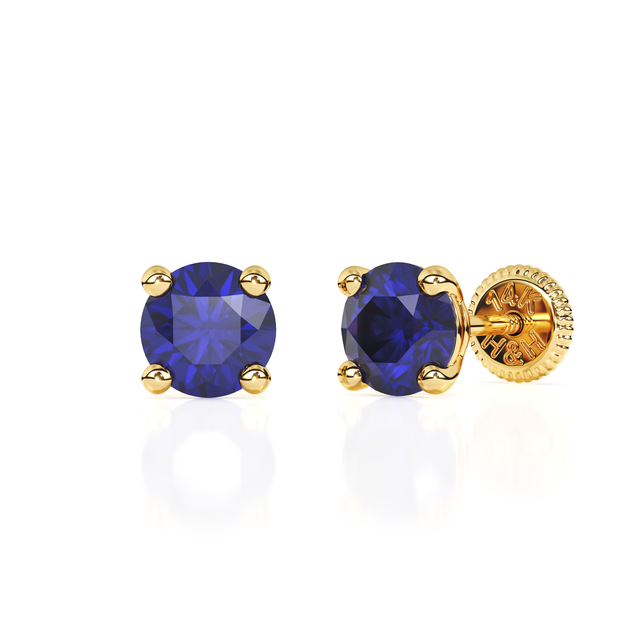 September Birthstone, 4mm Swarovski Crystal Stud Earrings - Solid 14K Gold, Screw Back, for Babies & Children