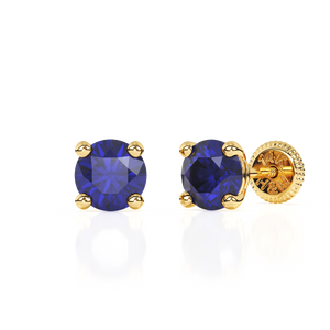 September Birthstone, 4mm Swarovski Crystal Stud Earrings - Solid 14K Gold, Screw Back, for Babies & Children