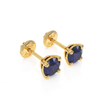 September Birthstone, 4mm Swarovski Crystal Stud Earrings - Solid 14K Gold, Screw Back, for Babies & Children