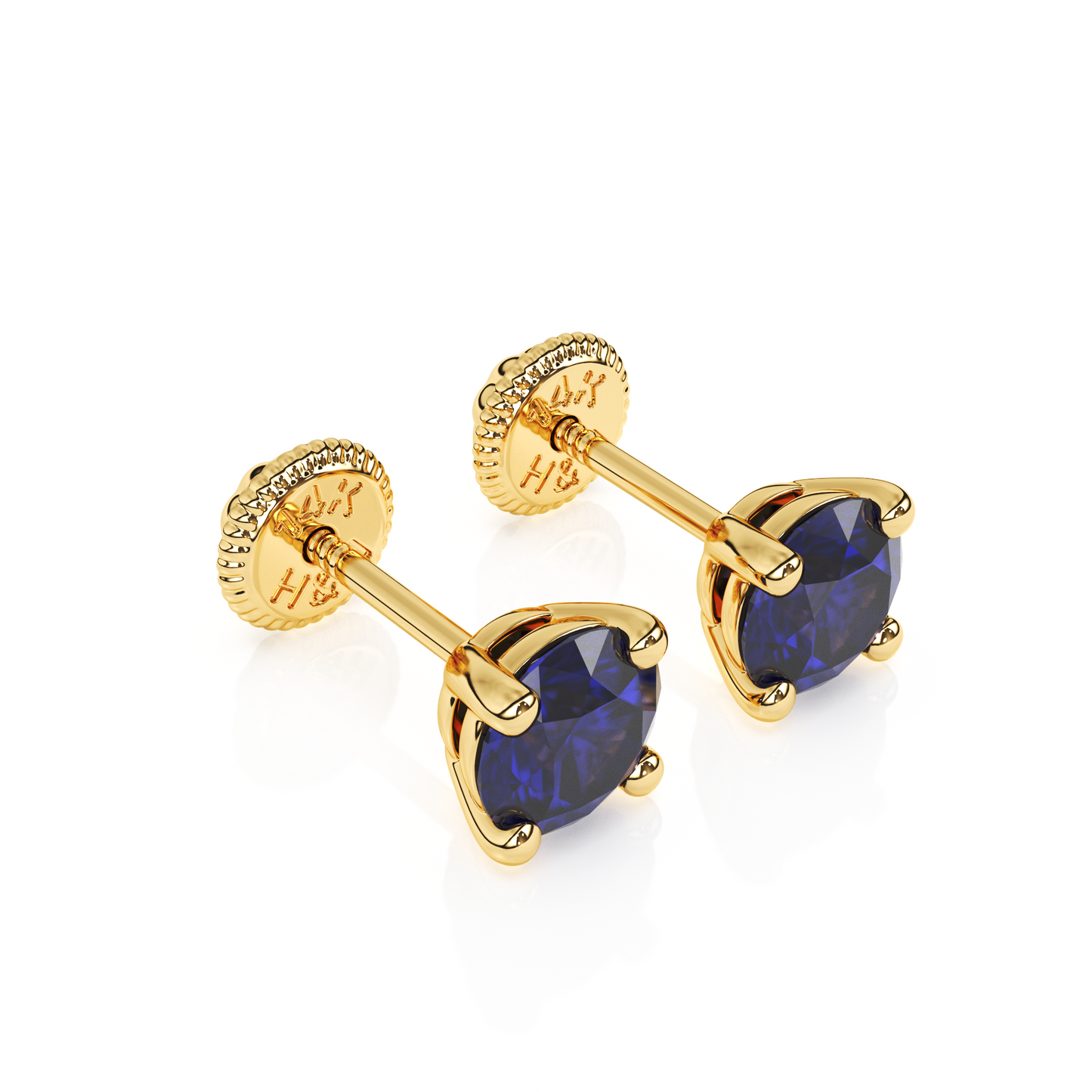 September Birthstone, 4mm Swarovski Crystal Stud Earrings - Solid 14K Gold, Screw Back, for Babies & Children