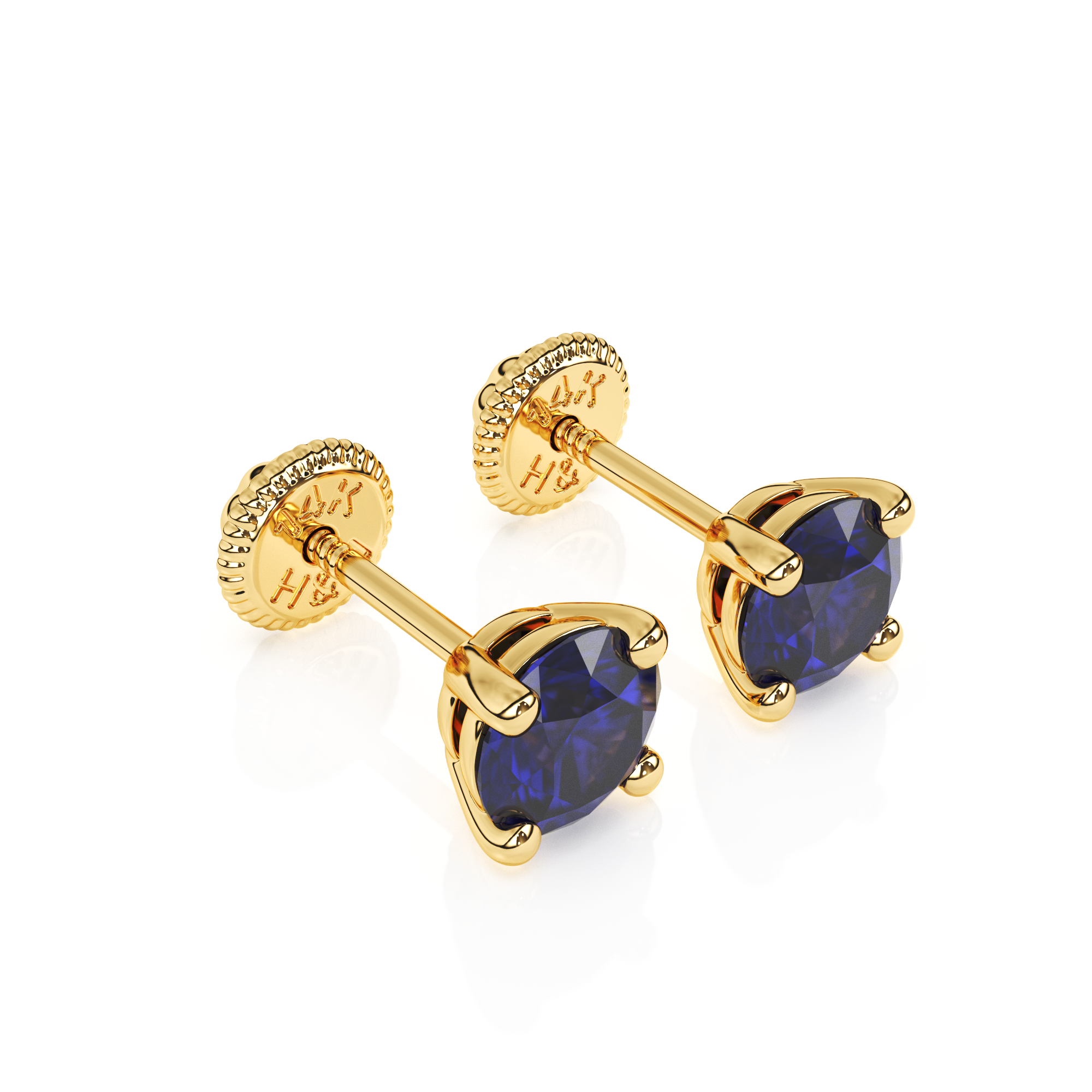 September Birthstone, 4mm Swarovski Crystal Stud Earrings - Solid 14K Gold, Screw Back, for Babies & Children