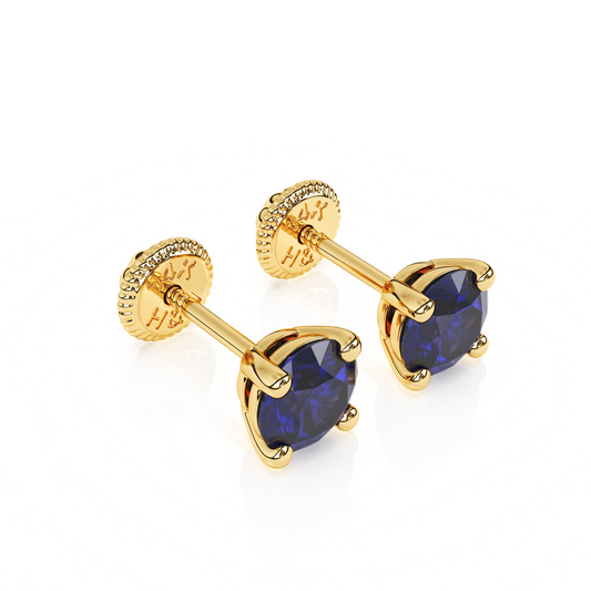 September Birthstone, 4mm Swarovski Crystal Stud Earrings - Solid 14K Gold, Screw Back, for Babies & Children
