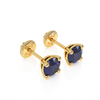September Birthstone, 4mm Swarovski Crystal Stud Earrings - Solid 14K Gold, Screw Back, for Babies & Children