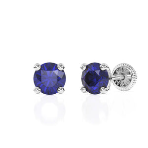 Swarovski September birthstone stud earrings in white gold with screwback post.