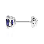 Swarovski September birthstone stud earrings in white gold with screwback post.