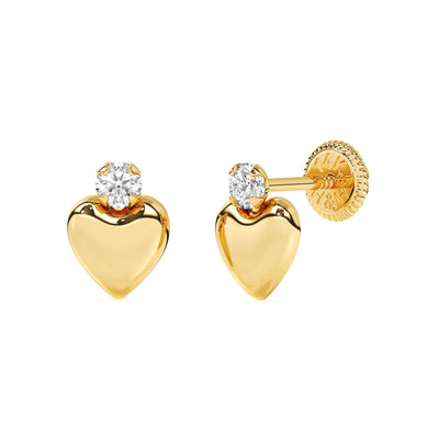 Shining Love, Puff Heart Clear CZ Stud Earrings4