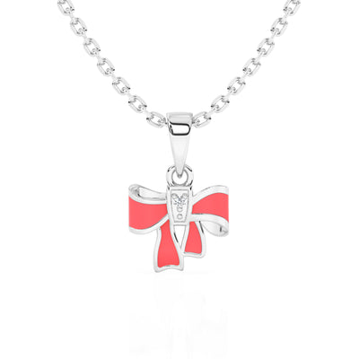 Sparkling Tiffany Bow Charm Necklace1