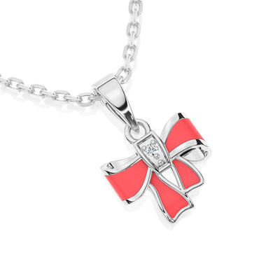 Sparkling Tiffany Bow Charm Necklace5