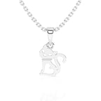 Sterling silver cat pendant necklace on a white background.
