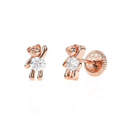 Teddy Bear Treasure, Clear CZ Stud Earrings1