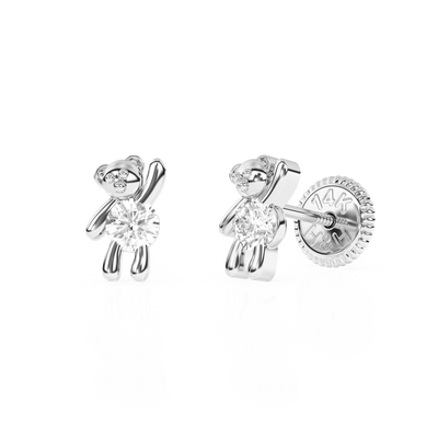 Teddy Bear Treasure, Clear CZ Stud Earrings1