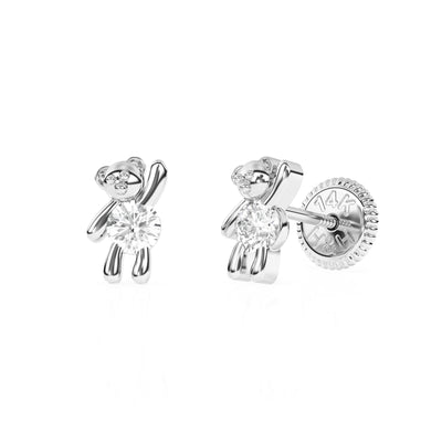 Teddy Bear Treasure, Clear CZ Stud Earrings1