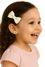 February Birthstone, 4mm Swarovski Crystal Stud Earrings - Solid 14K Gold, Screw Back, for Babies & Children