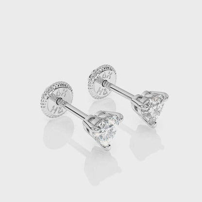 Petite Heart, Clear Heart CZ, Stud Earrings - Solid 14K White Gold, Screw Back, for Babies & Children