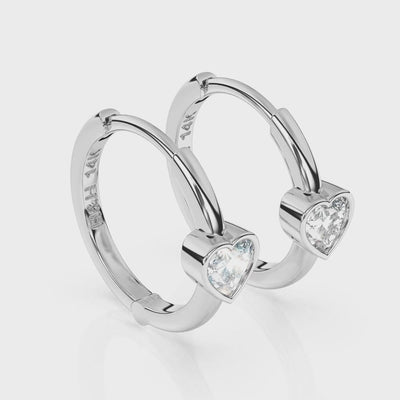 Endless Love, Clear Heart CZ Huggie Hoop White Gold Video