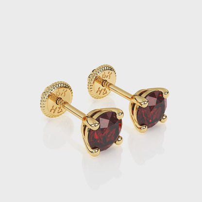 January Birthstone, 4mm Swarovski Crystal Stud Earrings - Solid 14K Gold, Screw Back, for Babies & Children