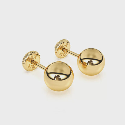 5mm Classic Round Stud Earrings - Solid 14K Gold, Screw Back, for Babies & Children