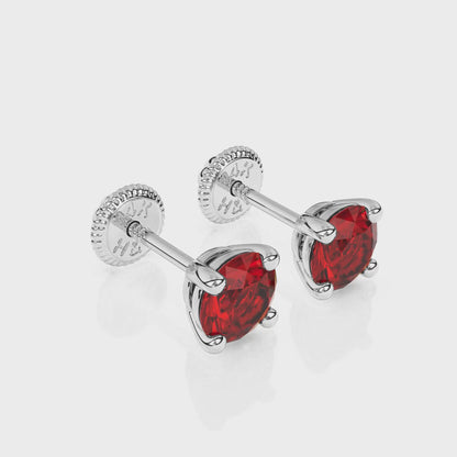 July Birthstone, 4mm Swarovski Crystal Stud Earrings - Solid 14K White Gold, Screw Back, for Babies & Children
