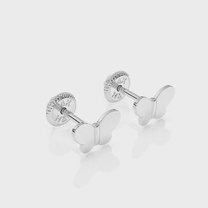 Petite Butterfly ,Stud Earrings White Gold Video

