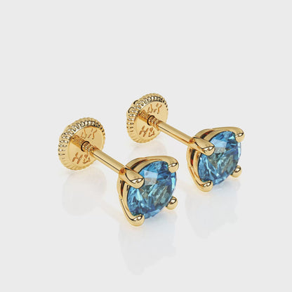 December Birthstone, 4mm Swarovski Crystal Stud Earrings - Solid 14K Gold, Screw Back, for Babies & Children