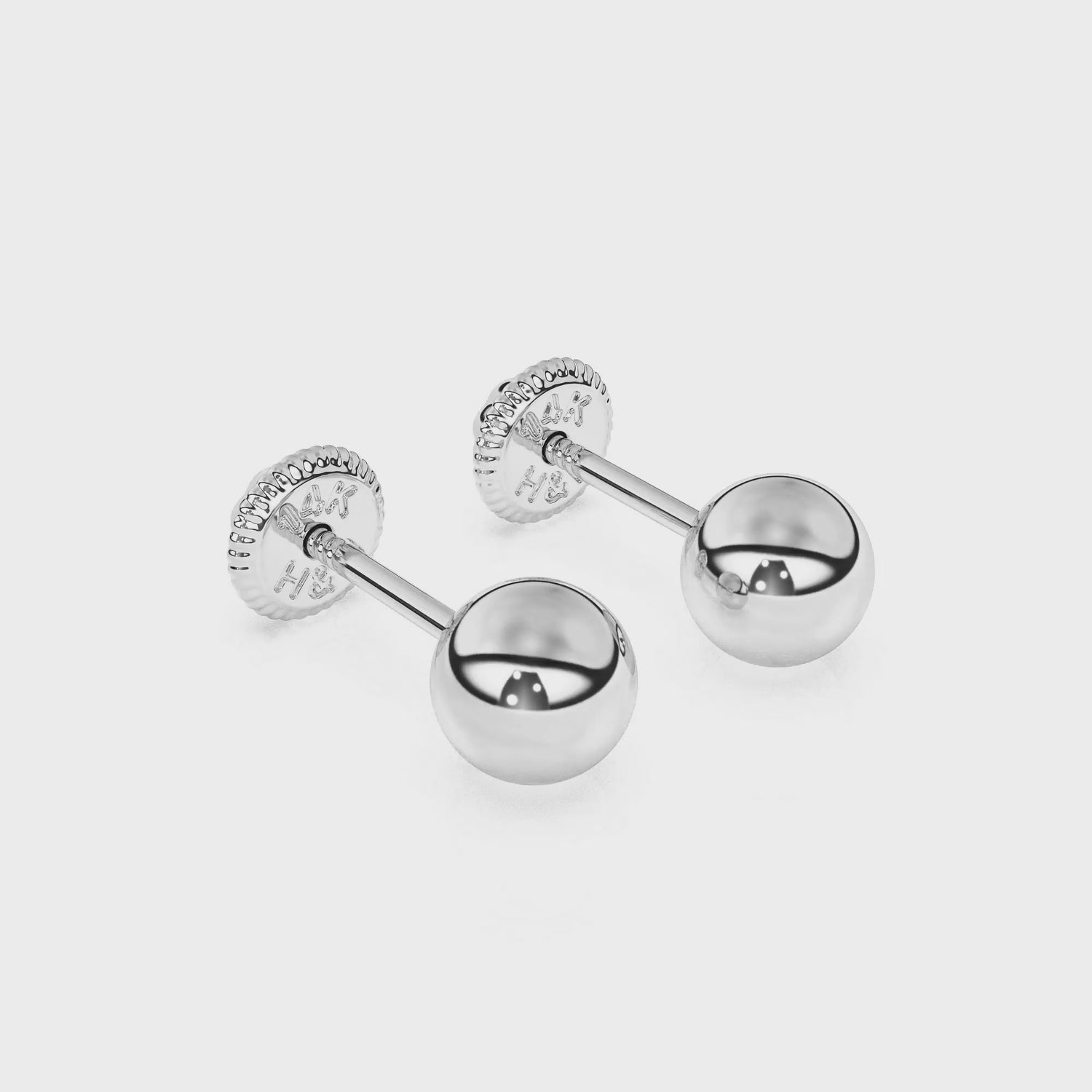 4mm Classic Round Stud Earrings White Gold Video