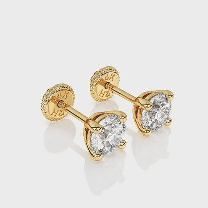 April Birthstone, 4mm Swarovski Crystal Stud Earrings - Solid 14K Gold, Screw Back, for Babies & Children