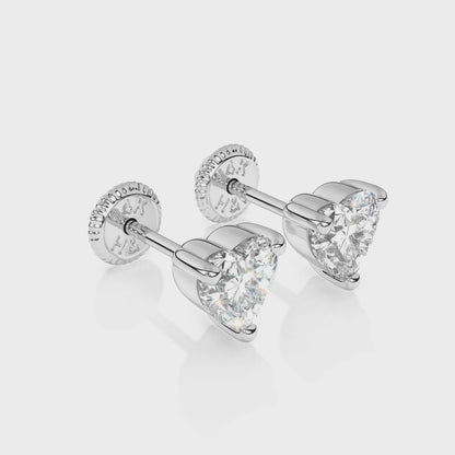 4mm Clear Heart CZ Stud Earrings - Solid 14K White Gold, Screw Back, for Babies & Children