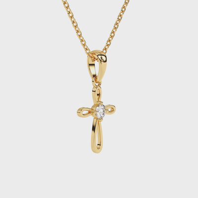 Infinity Cross Children’s Cross Necklace Yellow Gold