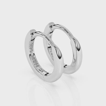 Classic, 9mm Huggie Hoop Earrings - Solid 14K White Gold, Huggie Hoop, for Babies & Children
