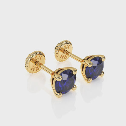 September Birthstone, 4mm Swarovski Crystal Stud Earrings - Solid 14K Gold, Screw Back, for Babies & Children